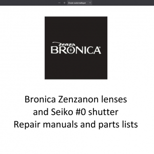 Bronica Zenzanon lenses repair manuals